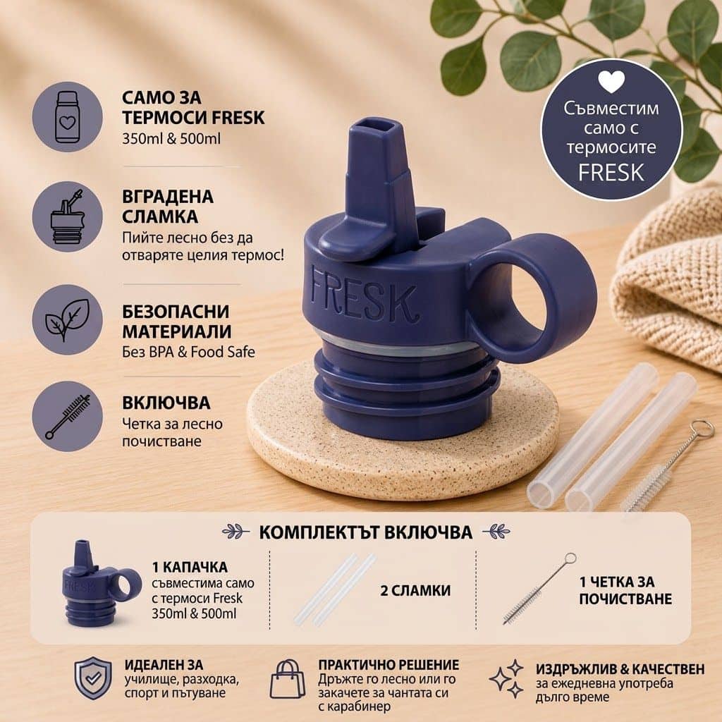 Резервна капачка със сламка за термос Fresk