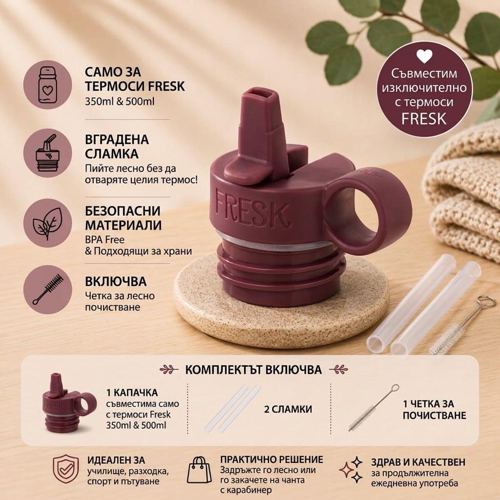 Резервна капачка със сламка за термос Fresk