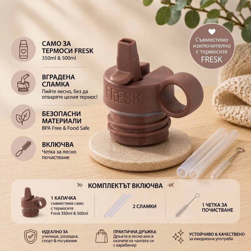 Резервна капачка със сламка за термос Fresk