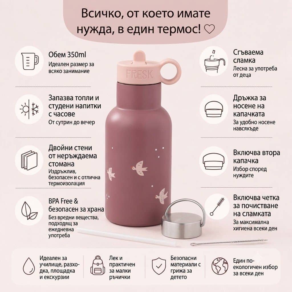 Термос Fresk 350 мл със сламка